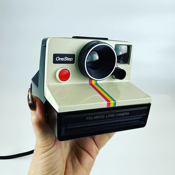 Vintage Polaroid One Step SX-70 Camera And Film White Rainbow Stripe - Picture 1 of 13